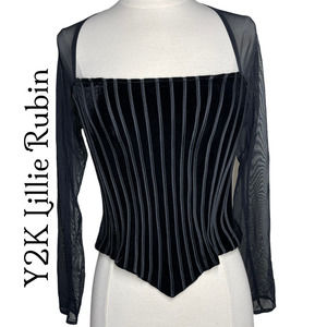 Y2K Vintage Lillie Rubin Corset Sheer Top Full Zip Small